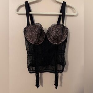 Victoria's Secret Black and Tan Lace Bustier